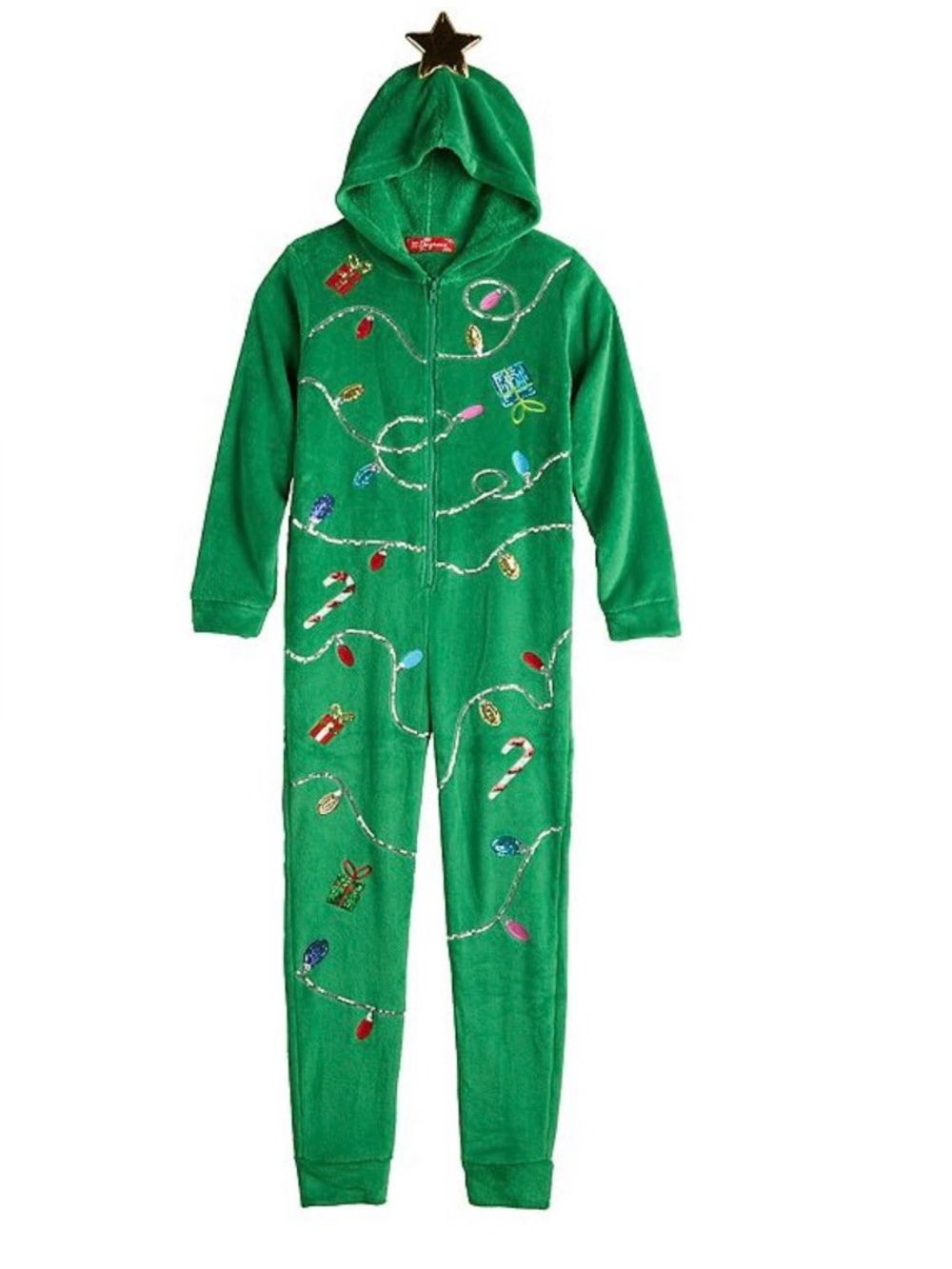 33 Degrees Girls Size 7 Christmas Tree Lights One Piece Onesie Pajamas New !